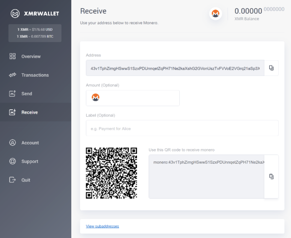 navigating xmrwallet.me - receive monero